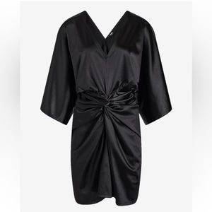 🆕 [NWT] Express Satin V-Neck Twist Front Mini Sheath Dress in Black (Size L)